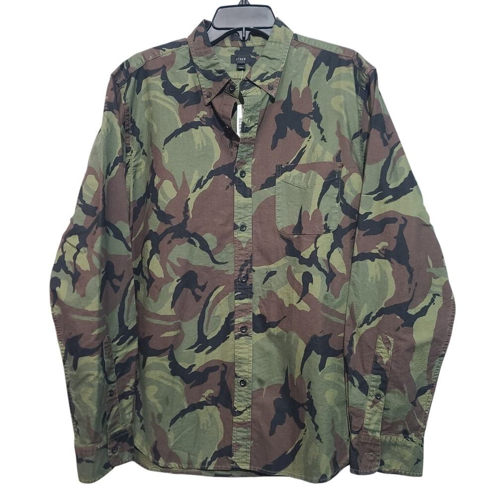 J. Crew Camouflage Button Down Shirt Men's Large Slim 06841 NWT